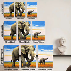 2D flat 1pc Majestic African Elephants Savannah Wildlife Wall Art Canvas Prints Living Room Bedroom Decor Farmhouse Style Modern Gallery Wrapped Ready to Hang