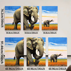 2D flat 1pc Majestic African Elephants Savannah Wildlife Wall Art Canvas Prints Living Room Bedroom Decor Farmhouse Style Modern Gallery Wrapped Ready to Hang