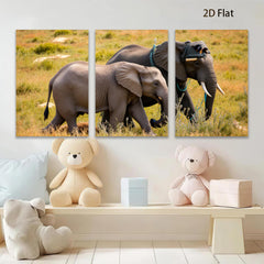 2D flat 1pc Majestic African Elephants Savannah Wildlife Wall Decor Living Room Bedroom Art Prints Canvas Paintings Home Office Decorations Farmhouse Style Rustic Chic