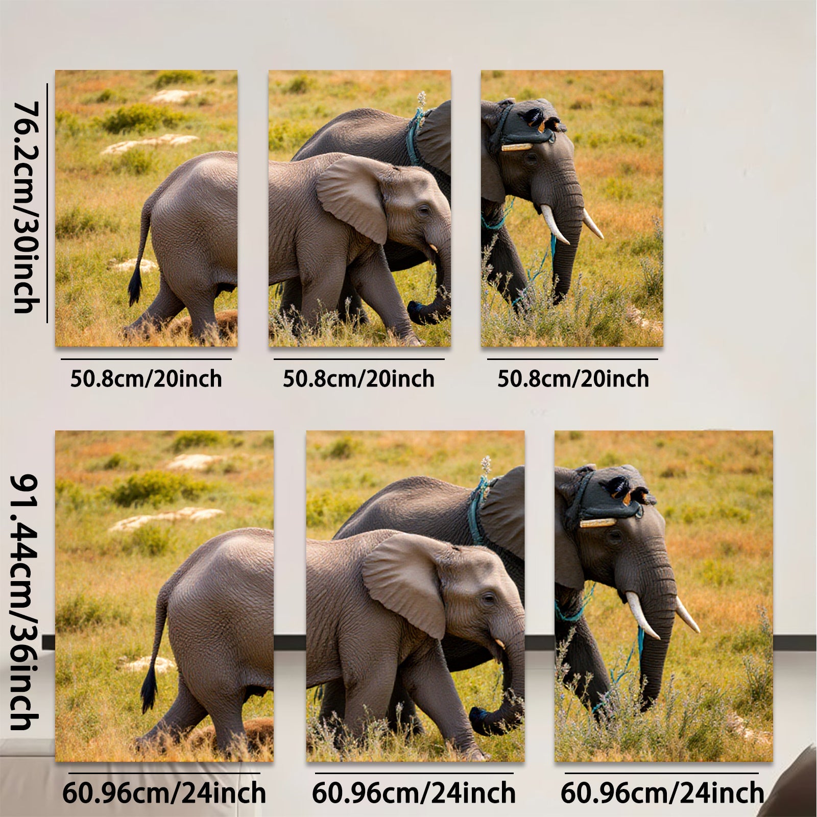2D flat 1pc Majestic African Elephants Savannah Wildlife Wall Decor Living Room Bedroom Art Prints Canvas Paintings Home Office Decorations Farmhouse Style Rustic Chic