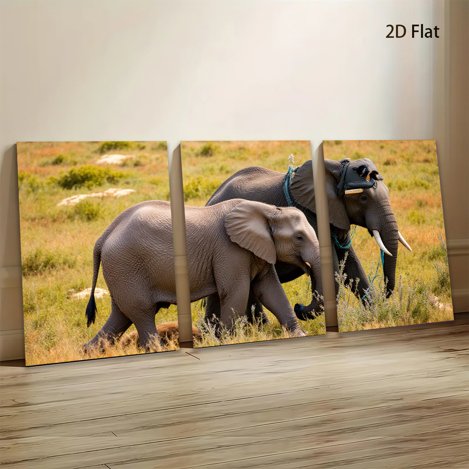 2D flat 1pc Majestic African Elephants Savannah Wildlife Wall Decor Living Room Bedroom Art Prints Canvas Paintings Home Office Decorations Farmhouse Style Rustic Chic