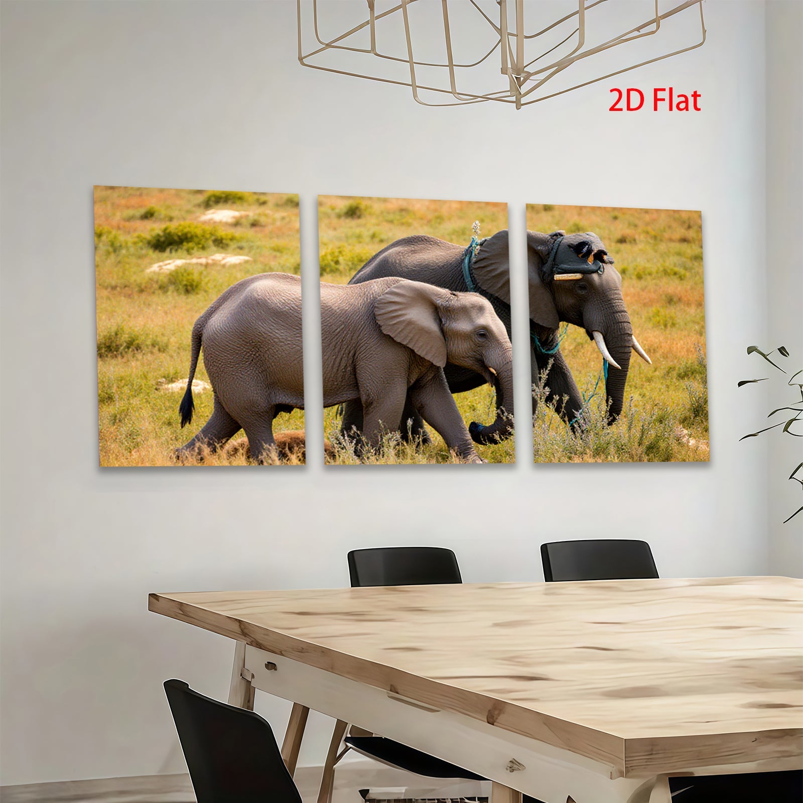 2D flat 1pc Majestic African Elephants Savannah Wildlife Wall Decor Living Room Bedroom Art Prints Canvas Paintings Home Office Decorations Farmhouse Style Rustic Chic