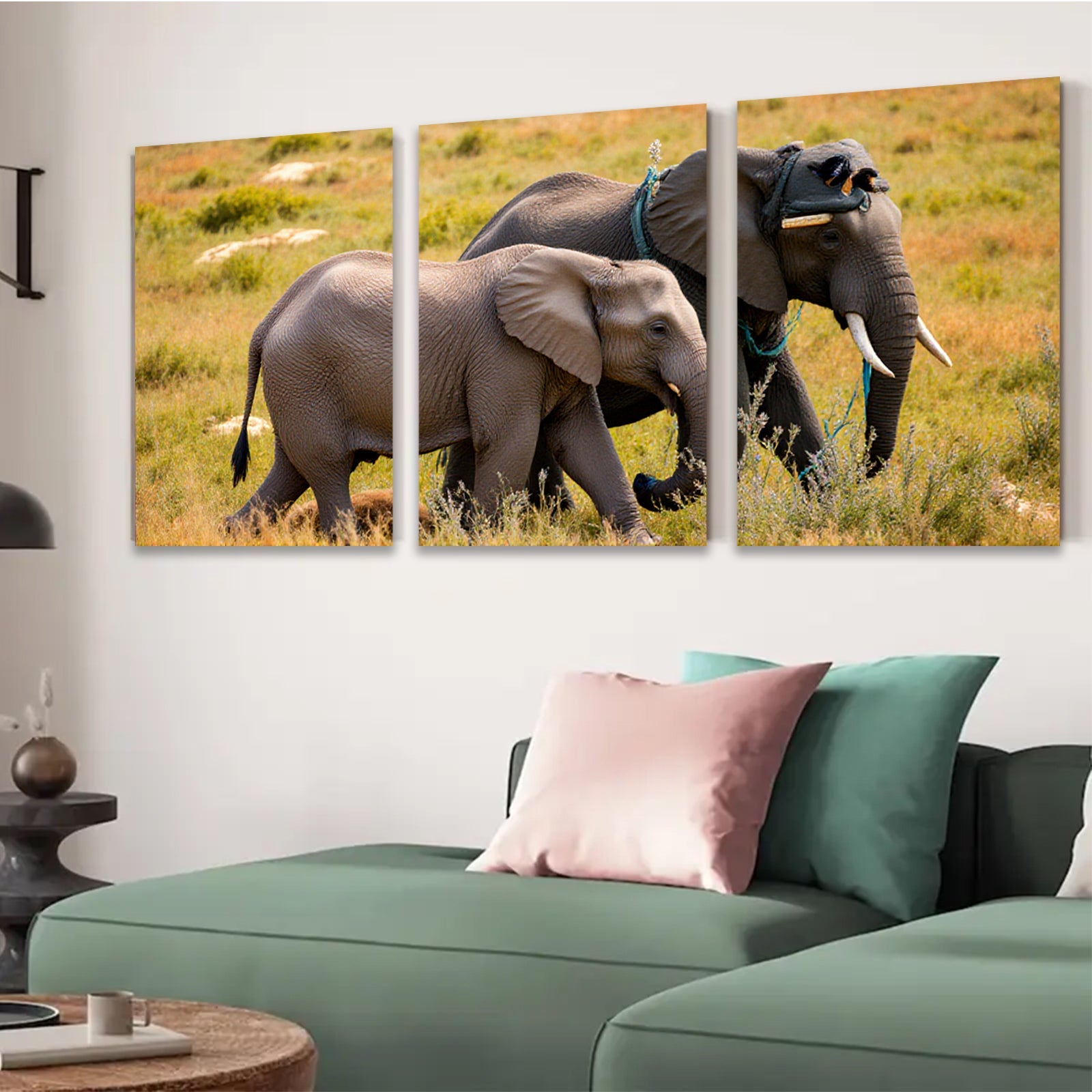 2D flat 1pc Majestic African Elephants Savannah Wildlife Wall Decor Living Room Bedroom Art Prints Canvas Paintings Home Office Decorations Farmhouse Style Rustic Chic