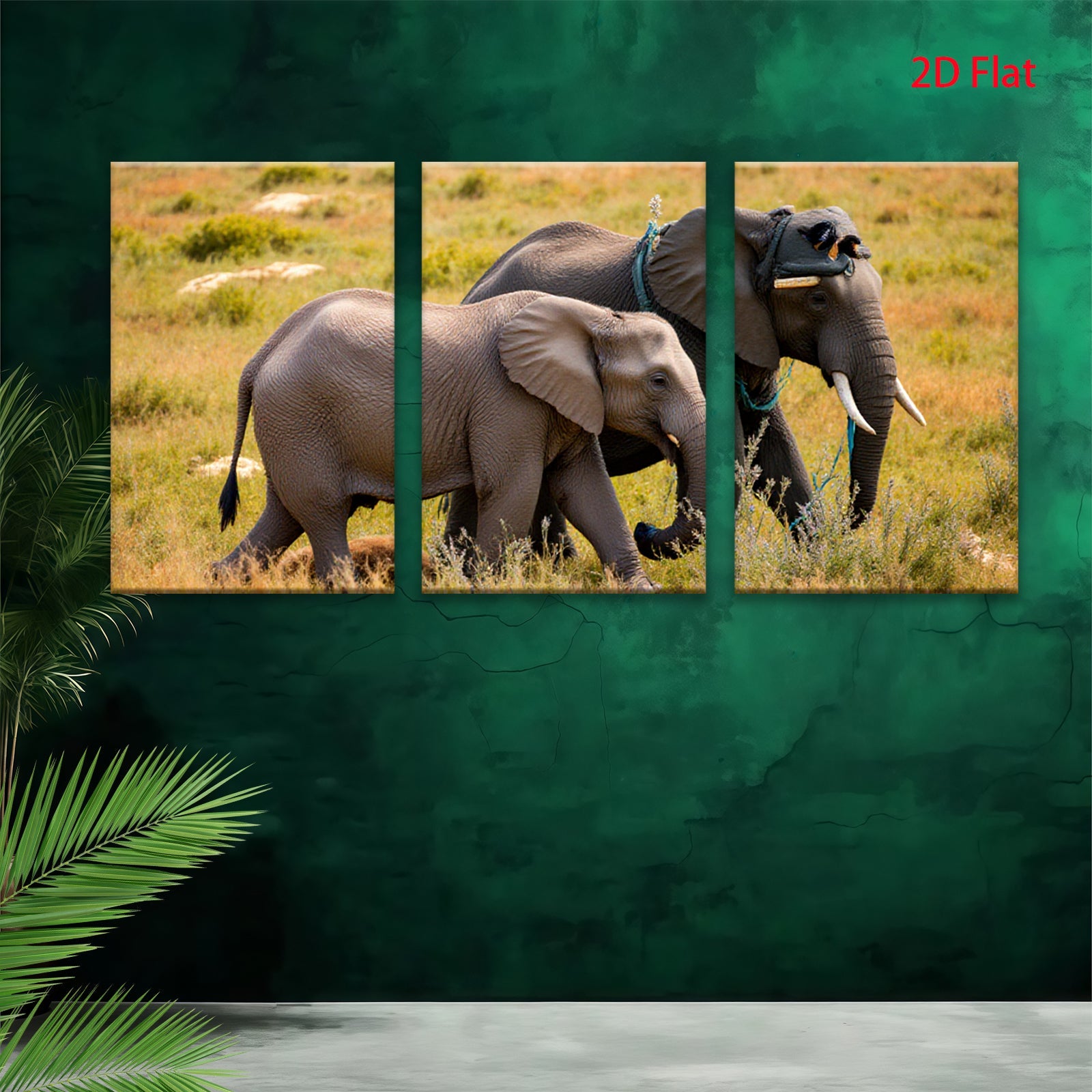 2D flat 1pc Majestic African Elephants Savannah Wildlife Wall Decor Living Room Bedroom Art Prints Canvas Paintings Home Office Decorations Farmhouse Style Rustic Chic