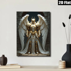 2D flat 1pc Majestic Angel Warrior Fantasy Art Wall Decor Living Room Bedroom Home Office Gallery Wrapped Canvas Print Modern Farmhouse Style