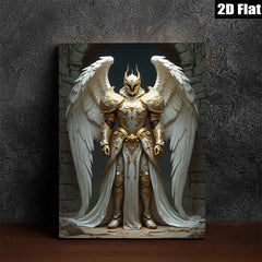 2D flat 1pc Majestic Angel Warrior Fantasy Art Wall Decor Living Room Bedroom Home Office Gallery Wrapped Canvas Print Modern Farmhouse Style
