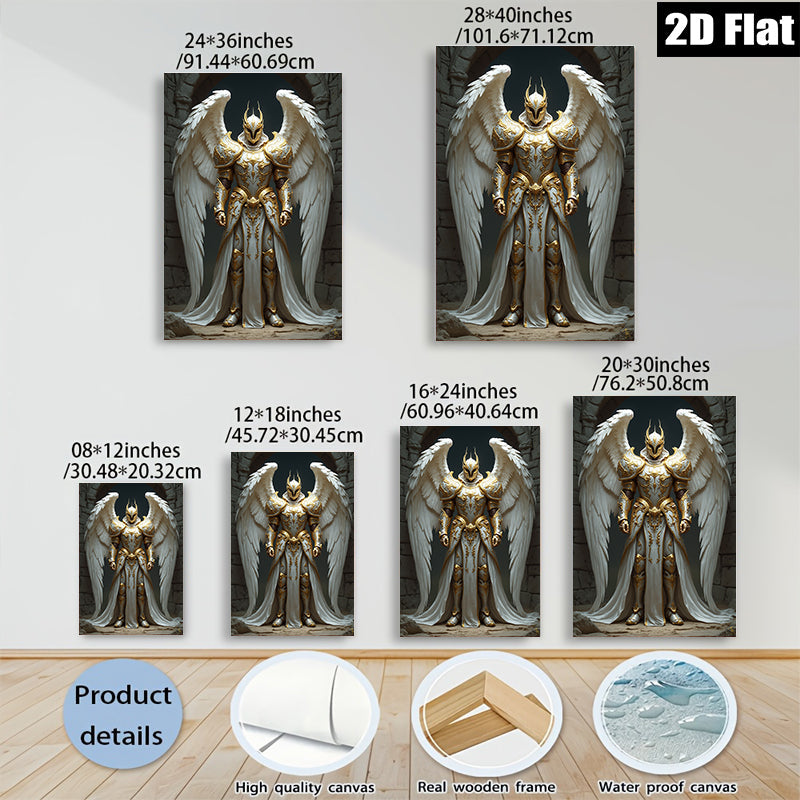 2D flat 1pc Majestic Angel Warrior Fantasy Art Wall Decor Living Room Bedroom Home Office Gallery Wrapped Canvas Print Modern Farmhouse Style