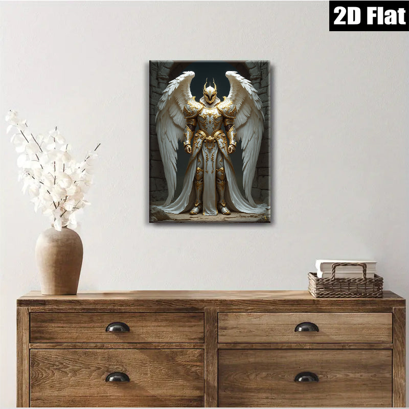 2D flat 1pc Majestic Angel Warrior Fantasy Art Wall Decor Living Room Bedroom Home Office Gallery Wrapped Canvas Print Modern Farmhouse Style