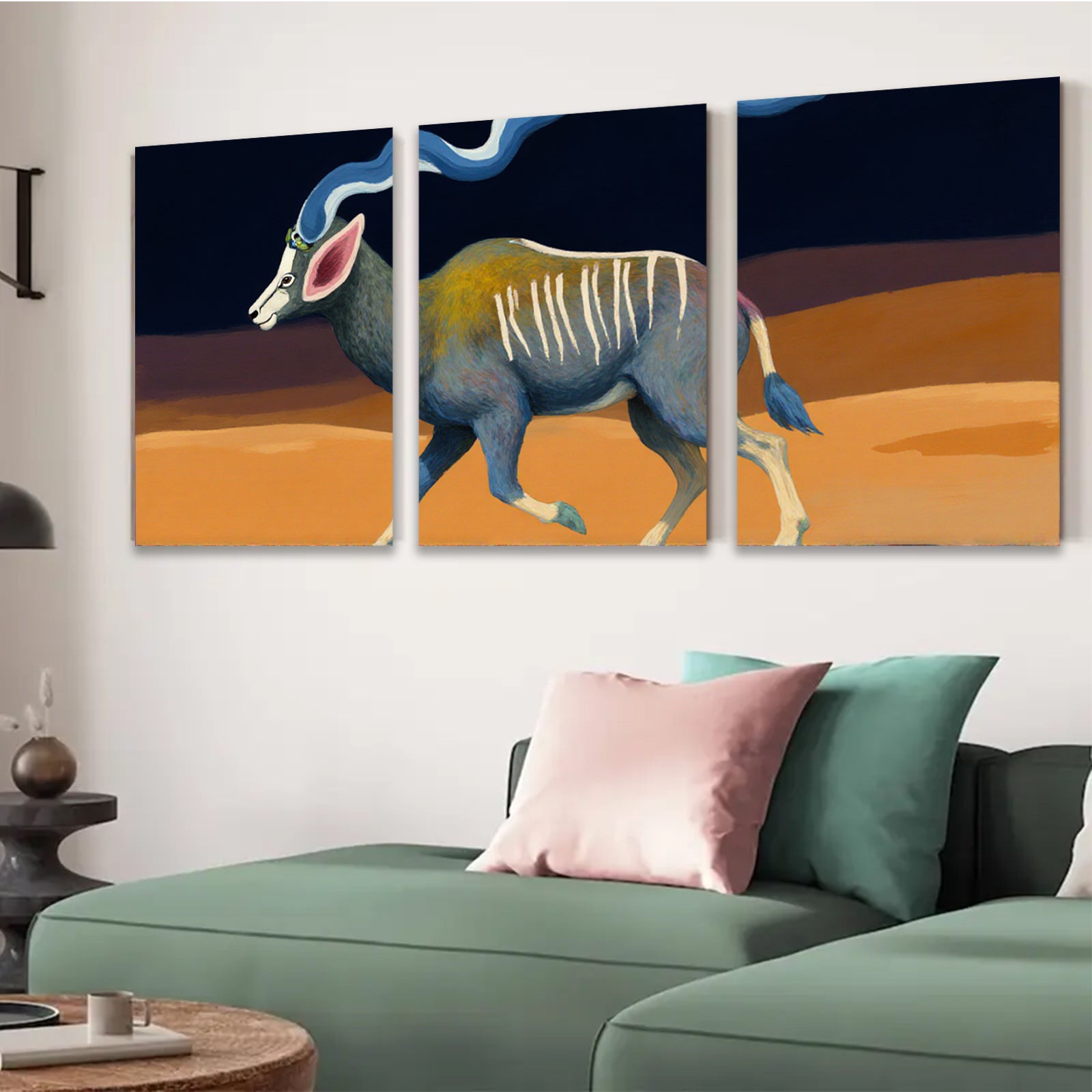 2D flat 1pc Majestic Antelope Wildlife Portrait Canvas Wall Art Living Room Bedroom Decor Farmhouse Style Rustic Modern Gallery Wrapped Prints