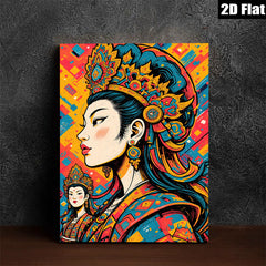 2D flat 1pc Majestic Asian Beauty Portrait Wall Art Decor Living Room Bedroom Modern Farmhouse Gallery Wrapped Canvas Prints Coastal Style Home Décor