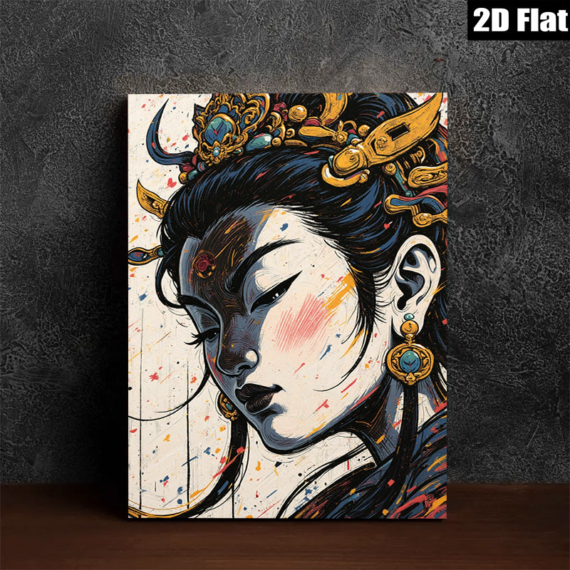 2D flat 1pc Majestic Asian Beauty Portrait Wall Art Living Room Bedroom Decor Gallery Wrapped Canvas Print Modern Farmhouse Style Home Decorations