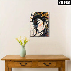 2D flat 1pc Majestic Asian Beauty Portrait Wall Art Living Room Bedroom Decor Gallery Wrapped Canvas Print Modern Farmhouse Style Home Decorations
