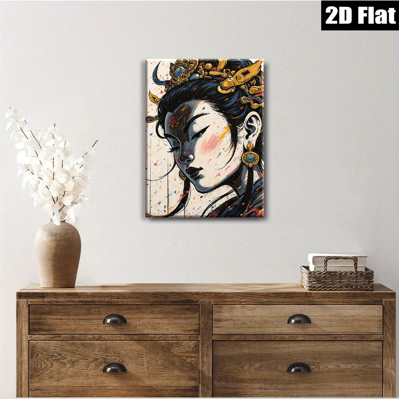2D flat 1pc Majestic Asian Beauty Portrait Wall Art Living Room Bedroom Decor Gallery Wrapped Canvas Print Modern Farmhouse Style Home Decorations