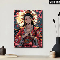 2D flat 1pc Majestic Asian Empress Portrait Wall Art Canvas Prints for Living Room Bedroom Home Decor Modern Farmhouse Style Gallery Wrapped