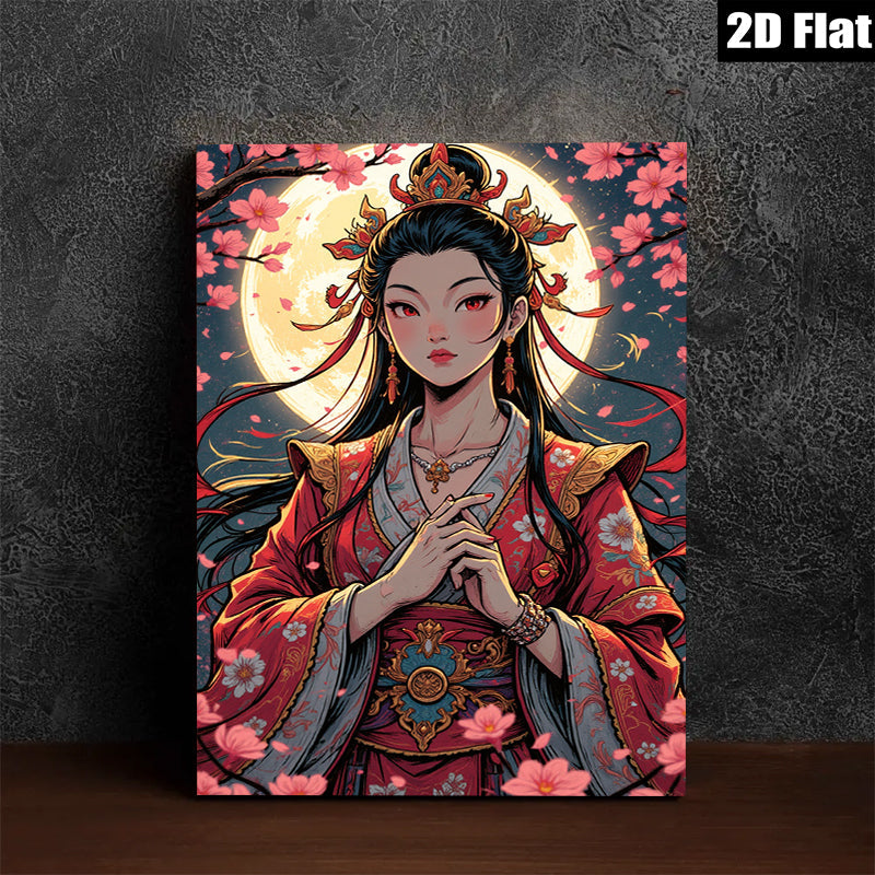 2D flat 1pc Majestic Asian Empress Portrait Wall Art Canvas Prints for Living Room Bedroom Home Decor Modern Farmhouse Style Gallery Wrapped