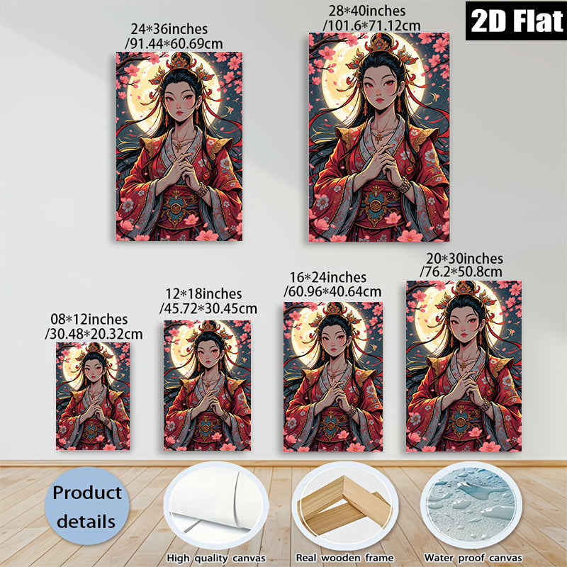 2D flat 1pc Majestic Asian Empress Portrait Wall Art Canvas Prints for Living Room Bedroom Home Decor Modern Farmhouse Style Gallery Wrapped