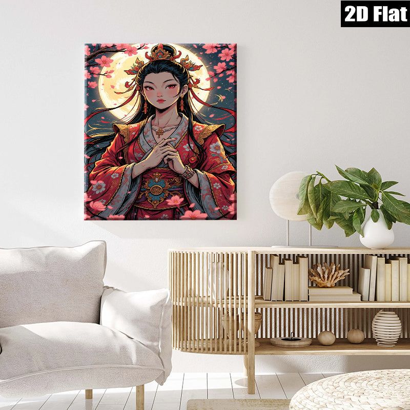 2D flat 1pc Majestic Asian Empress Portrait Wall Art Canvas Prints for Living Room Bedroom Home Decor Modern Farmhouse Style Gallery Wrapped