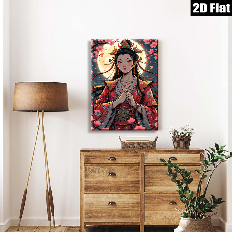 2D flat 1pc Majestic Asian Empress Portrait Wall Art Canvas Prints for Living Room Bedroom Home Decor Modern Farmhouse Style Gallery Wrapped