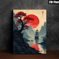 2D flat 1pc Majestic Asian Landscape Serene Harbor Wall Art Canvas Prints for Living Room Bedroom Home Decor Modern Farmhouse Rustic Style Gallery Wrapped