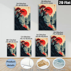 2D flat 1pc Majestic Asian Landscape Serene Harbor Wall Art Canvas Prints for Living Room Bedroom Home Decor Modern Farmhouse Rustic Style Gallery Wrapped