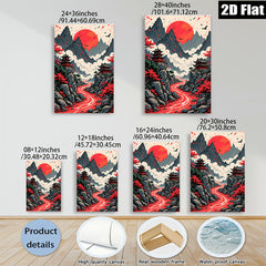 2D flat 1pc Majestic Asian Landscape Serene Mountain River Zen Wall Art Decor Living Room Bedroom Modern Farmhouse Gallery Wrapped Canvas Prints