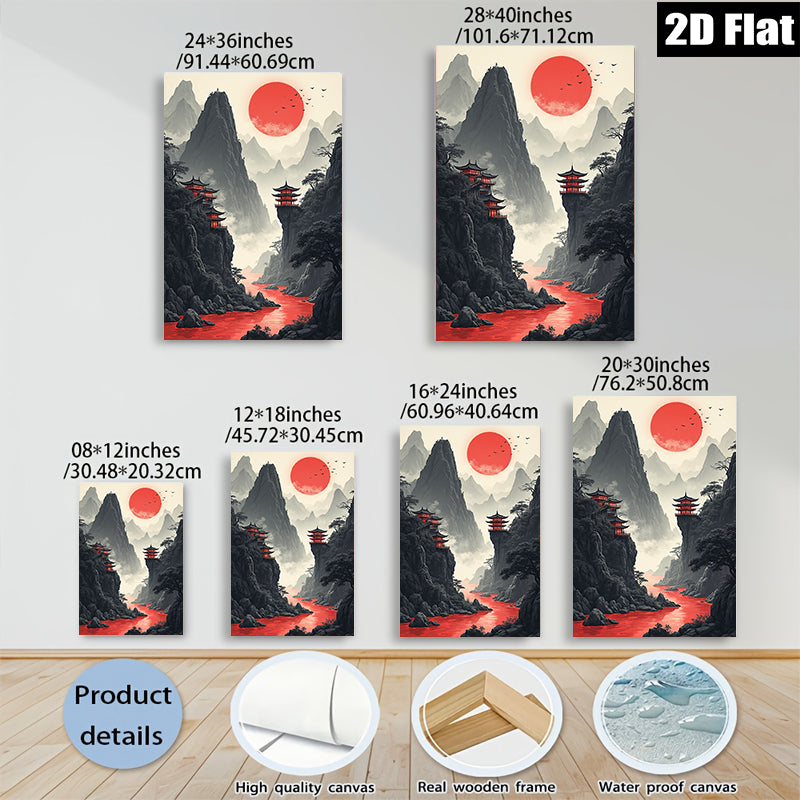 2D flat 1pc Majestic Asian Mountain Landscape Wall Art Canvas Prints for Living Room Bedroom Home Decor Modern Farmhouse Rustic Gallery Wrapped