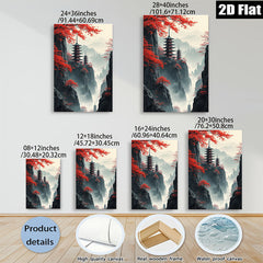 2D flat 1pc Majestic Asian Pagoda Canyon Vista Wall Art Living Room Bedroom Home Decor Modern Farmhouse Gallery Wrapped Canvas Prints Ready To Hang