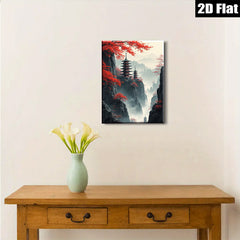 2D flat 1pc Majestic Asian Pagoda Canyon Vista Wall Art Living Room Bedroom Home Decor Modern Farmhouse Gallery Wrapped Canvas Prints Ready To Hang