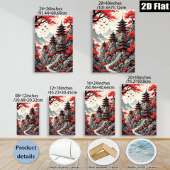 2D flat 1pc Majestic Asian Pagoda Landscape Wall Art Canvas Prints for Living Room Bedroom Home Decor Farmhouse Style Gallery Wrapped Ready to Hang