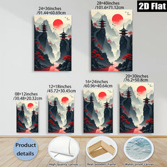 2D flat 1pc Majestic Asian Pagoda Landscape Wall Art for Living Room Bedroom Home Decor Modern Farmhouse Gallery Wrapped Canvas Prints