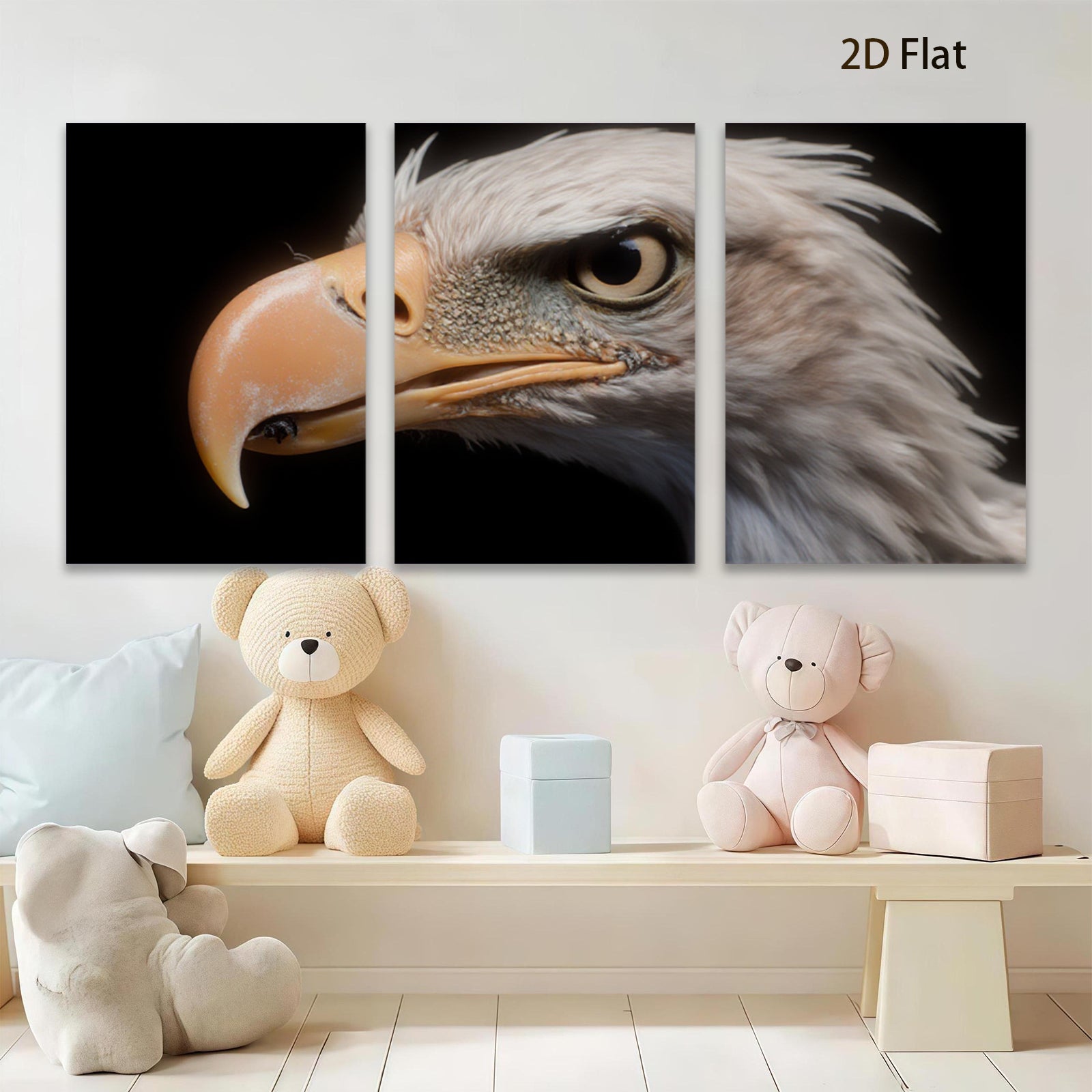2D flat 1pc Majestic Bald Eagle Close Up Wildlife Art Canvas Wall Decor Living Room Bedroom Modern Farmhouse Gallery Wrapped Art Prints