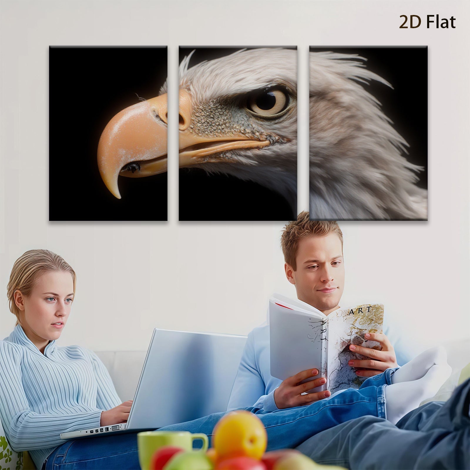2D flat 1pc Majestic Bald Eagle Close Up Wildlife Art Canvas Wall Decor Living Room Bedroom Modern Farmhouse Gallery Wrapped Art Prints