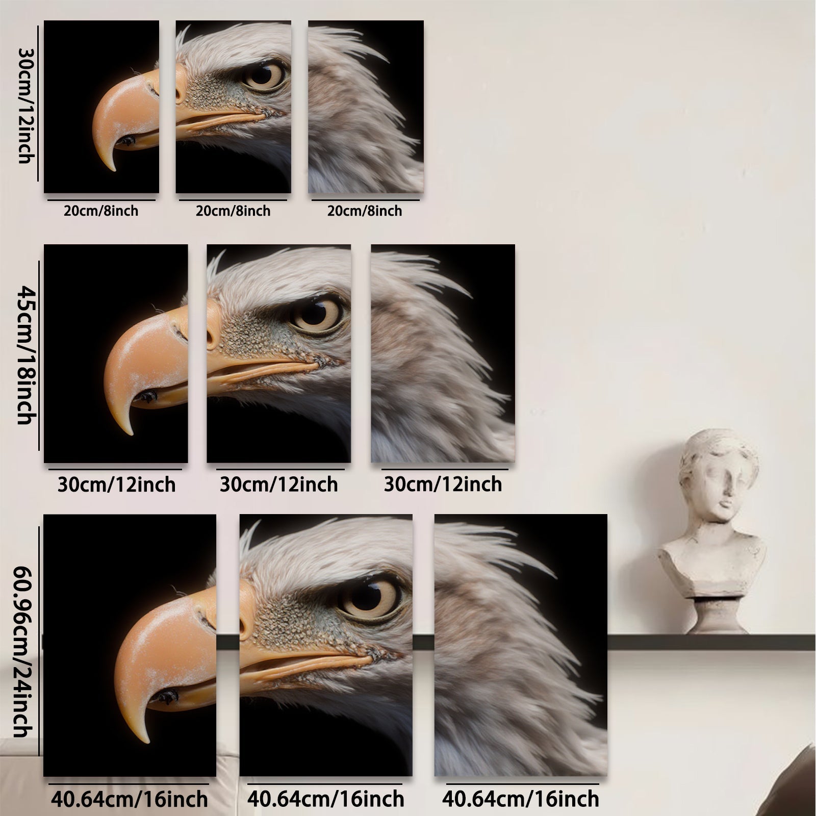 2D flat 1pc Majestic Bald Eagle Close Up Wildlife Art Canvas Wall Decor Living Room Bedroom Modern Farmhouse Gallery Wrapped Art Prints