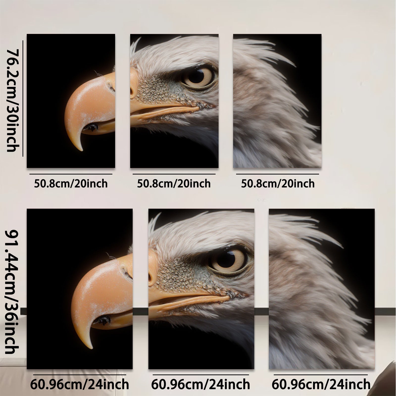 2D flat 1pc Majestic Bald Eagle Close Up Wildlife Art Canvas Wall Decor Living Room Bedroom Modern Farmhouse Gallery Wrapped Art Prints
