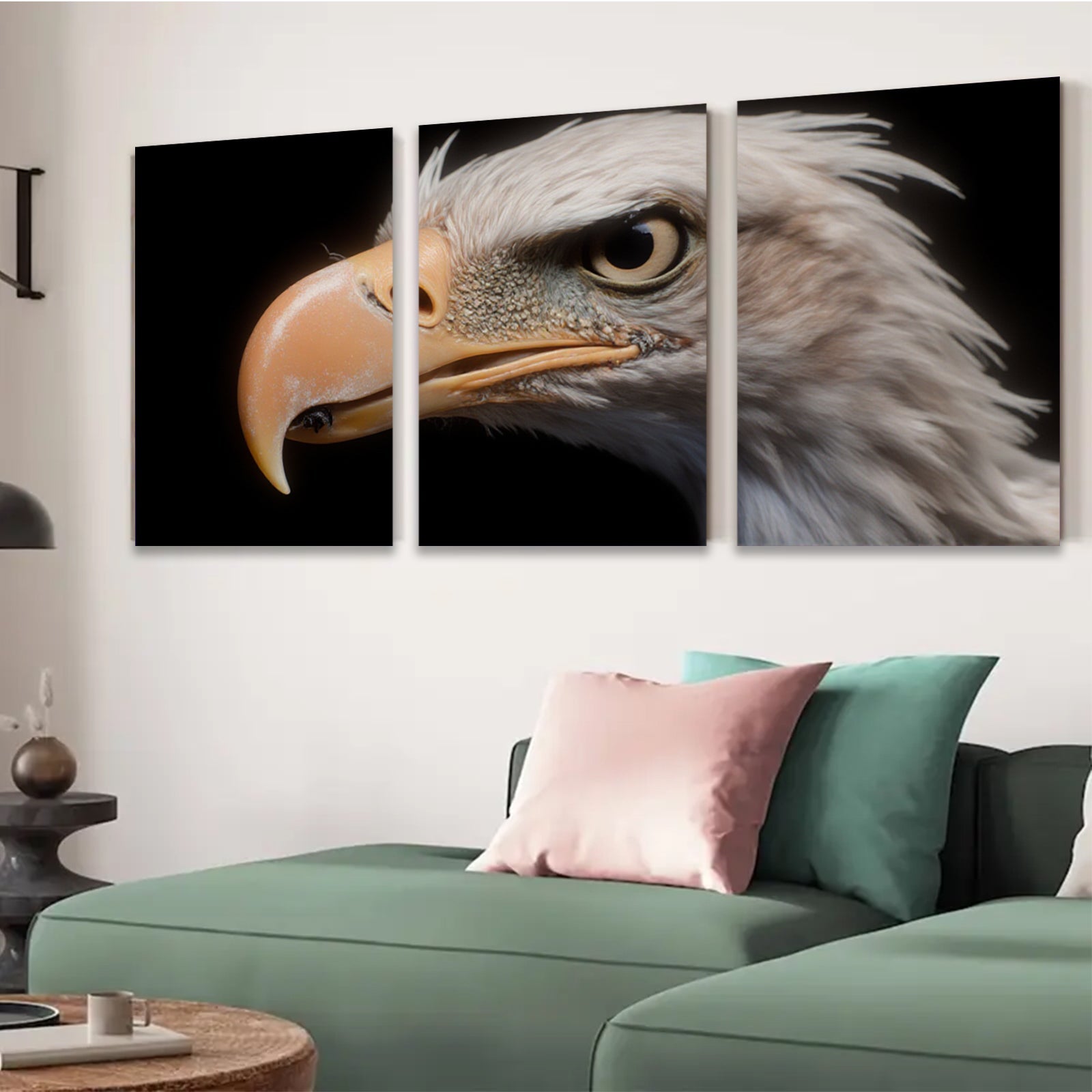 2D flat 1pc Majestic Bald Eagle Close Up Wildlife Art Canvas Wall Decor Living Room Bedroom Modern Farmhouse Gallery Wrapped Art Prints