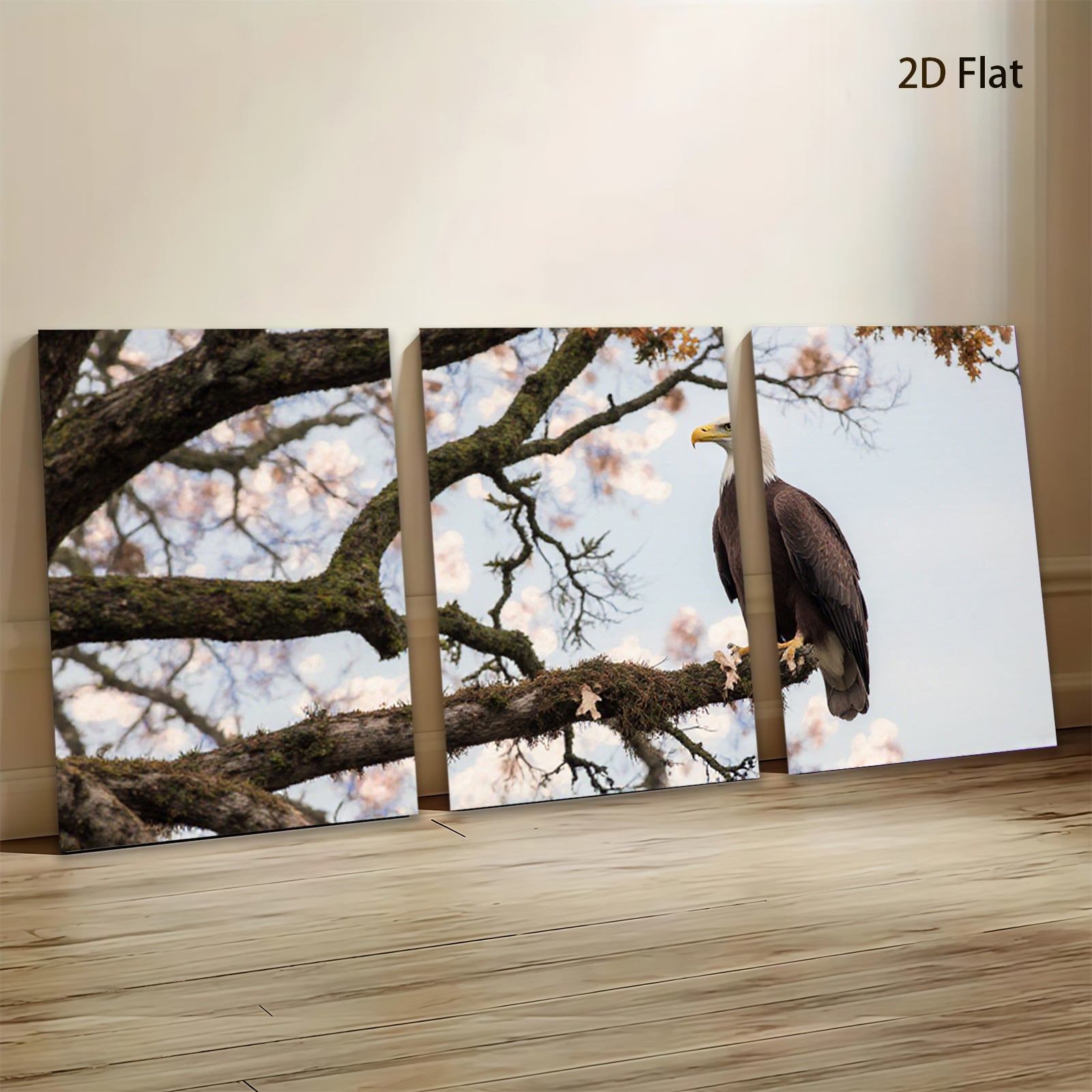 2D flat 1pc Majestic Bald Eagle Perched Branch Living Room Bedroom Gallery Wall Art Canvas Prints Home Decor Farmhouse Rustic Modern Minimalist