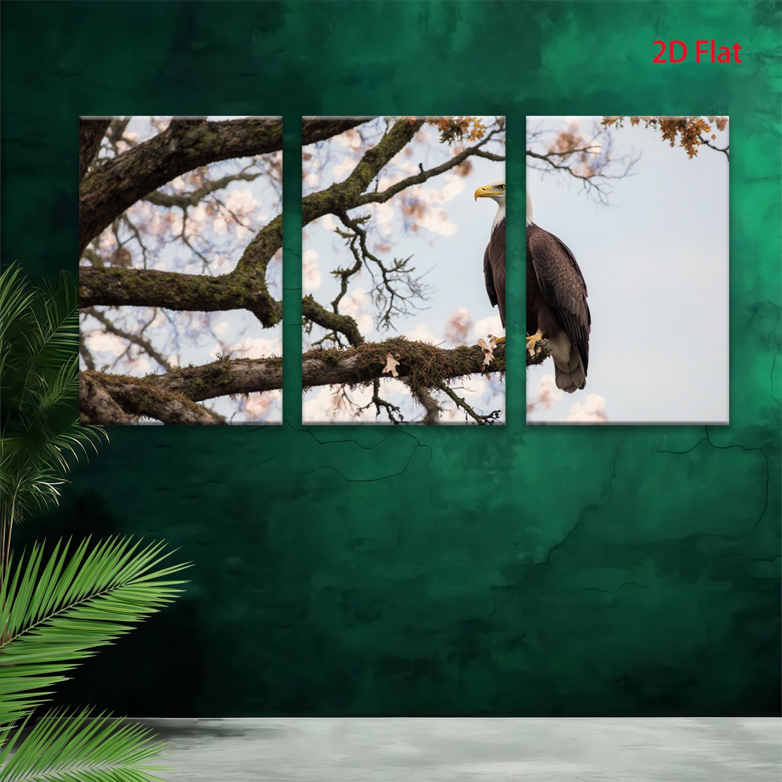 2D flat 1pc Majestic Bald Eagle Perched Branch Living Room Bedroom Gallery Wall Art Canvas Prints Home Decor Farmhouse Rustic Modern Minimalist