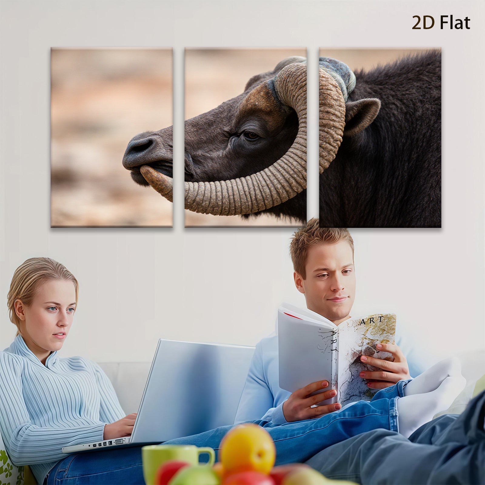 2D flat 1pc Majestic Bison Portrait Wildlife Art Canvas Wall Decor Farmhouse Rustic Living Room Bedroom Gallery Wrapped Prints