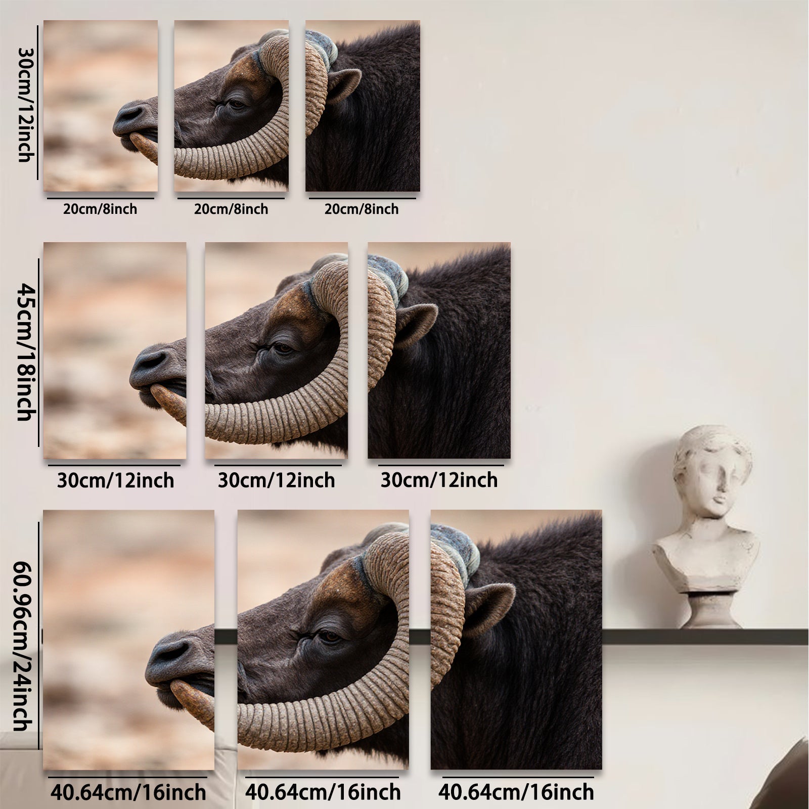 2D flat 1pc Majestic Bison Portrait Wildlife Art Canvas Wall Decor Farmhouse Rustic Living Room Bedroom Gallery Wrapped Prints
