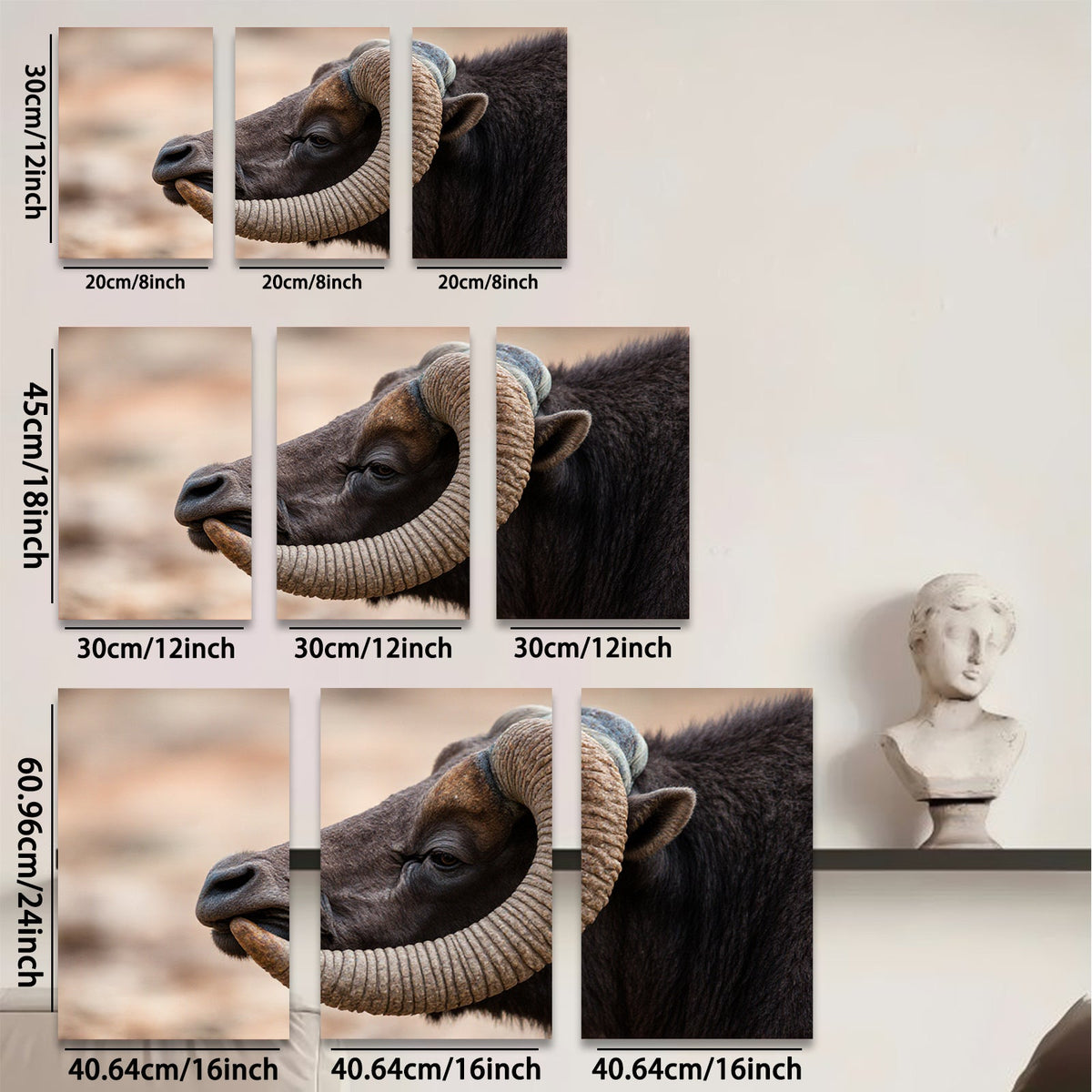 2D flat 1pc Majestic Bison Portrait Wildlife Art Canvas Wall Decor Farmhouse Rustic Living Room Bedroom Gallery Wrapped Prints