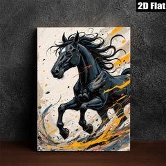 2D flat 1pc Majestic Black Horse Running Wild Gallery Wall Art Living Room Bedroom Decor Farmhouse Style Canvas Prints Modern Artwork Home Office Decorations