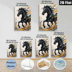 2D flat 1pc Majestic Black Horse Running Wild Gallery Wall Art Living Room Bedroom Decor Farmhouse Style Canvas Prints Modern Artwork Home Office Decorations