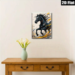 2D flat 1pc Majestic Black Horse Running Wild Gallery Wall Art Living Room Bedroom Decor Farmhouse Style Canvas Prints Modern Artwork Home Office Decorations