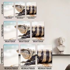 2D flat 1pc Majestic Black Iguana Portrait Wildlife Art Coastal Decor Living Room Bedroom Gallery Wrapped Canvas Print Modern Farmhouse Accent Wall Art