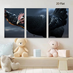 2D flat 1pc Majestic Black Rooster Farm Animal Portrait Wall Decor Living Room Bedroom Canvas Art Prints Modern Rustic Farmhouse Style Gallery Wrapped Timeless Aesthetic