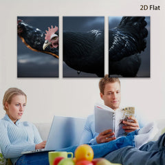 2D flat 1pc Majestic Black Rooster Farm Animal Portrait Wall Decor Living Room Bedroom Canvas Art Prints Modern Rustic Farmhouse Style Gallery Wrapped Timeless Aesthetic