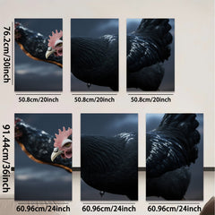 2D flat 1pc Majestic Black Rooster Farm Animal Portrait Wall Decor Living Room Bedroom Canvas Art Prints Modern Rustic Farmhouse Style Gallery Wrapped Timeless Aesthetic