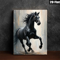 2D flat 1pc Majestic Black Stallion Running Powerful Horse Wall Art Decor for Living Room Bedroom Gallery Wrapped Canvas Prints Modern Farmhouse Rustic Style