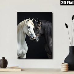 2D flat 1pc Majestic Black White Horses Portrait Farm Animal Wall Art Decor Living Room Bedroom Modern Canvas Print Gallery Wrapped Ready To Hang Farmhouse Style