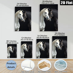 2D flat 1pc Majestic Black White Horses Portrait Farm Animal Wall Art Decor Living Room Bedroom Modern Canvas Print Gallery Wrapped Ready To Hang Farmhouse Style